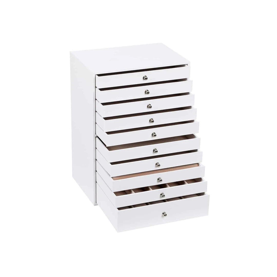 Elegantiška papuošalų dėžutė su 10 stalčių