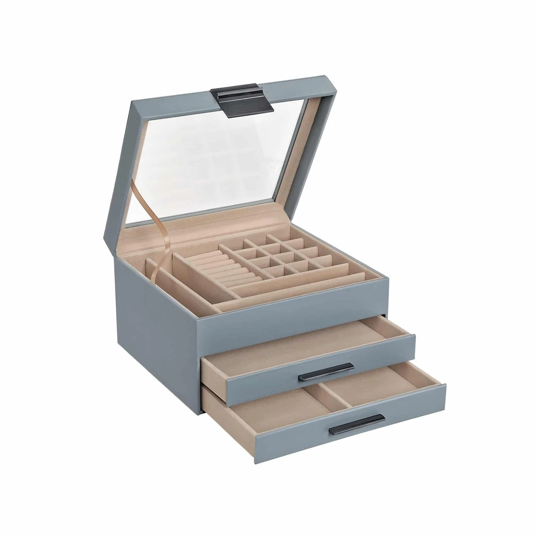 Elegantiška papuošalų dėžutė su stikliniu dangteliu