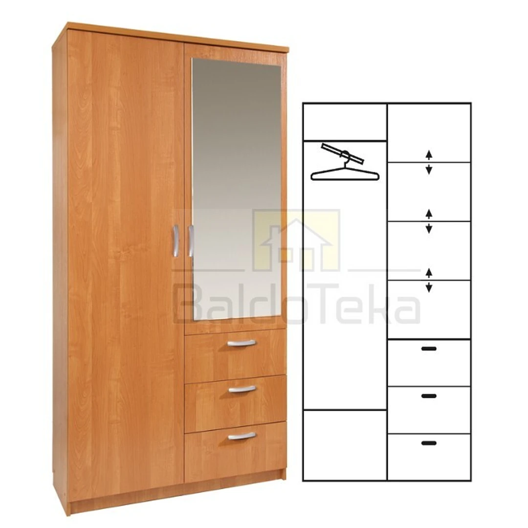 Šiuolaikiška spintelė su veidrodžiu, spalva pagal pasirinkimą