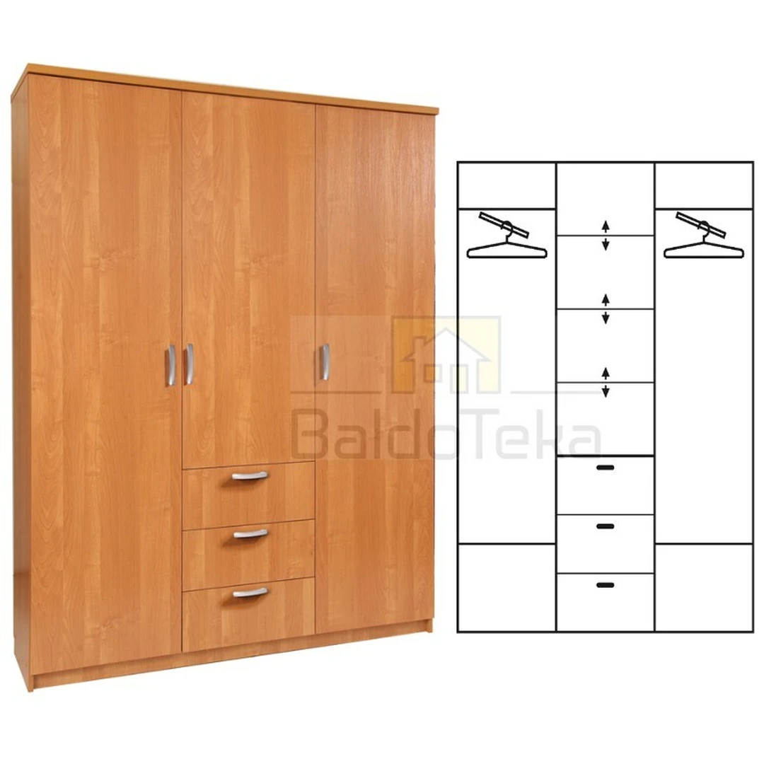 Ergonominė spintelė 150x200x45 cm, spalva pagal pasirinkimą