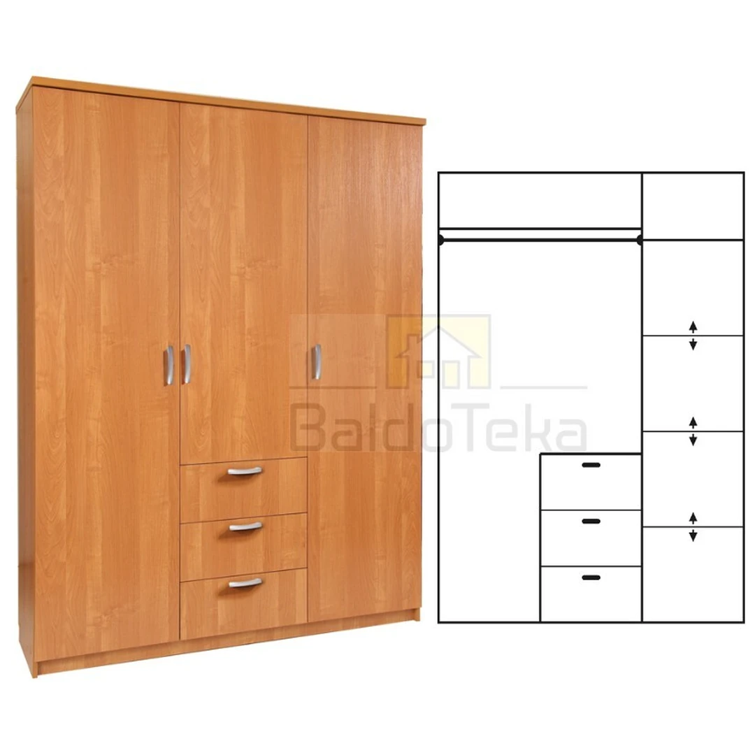 Ergonominė spintelė 150x200x64 cm, spalva pagal pasirinkimą