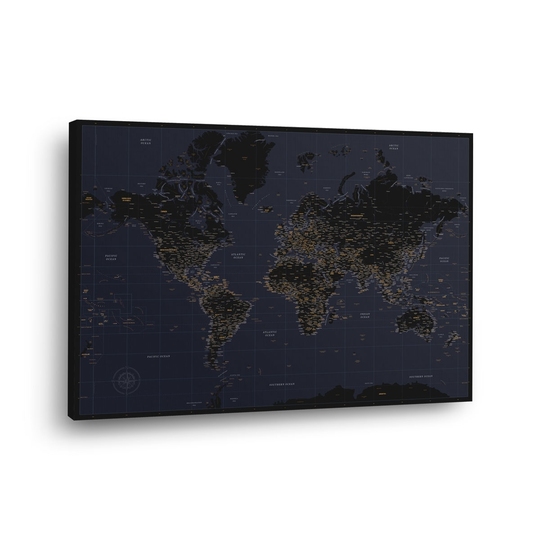 Pasaulio žemėlapis Nr.8 Juoda anglis ir auksas - Paveikslai