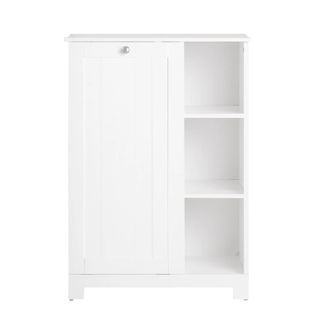 Pastatoma vonios spintelė 60x37x86cm., baltos/sidabrinės spalvos - Vonios spintelės
