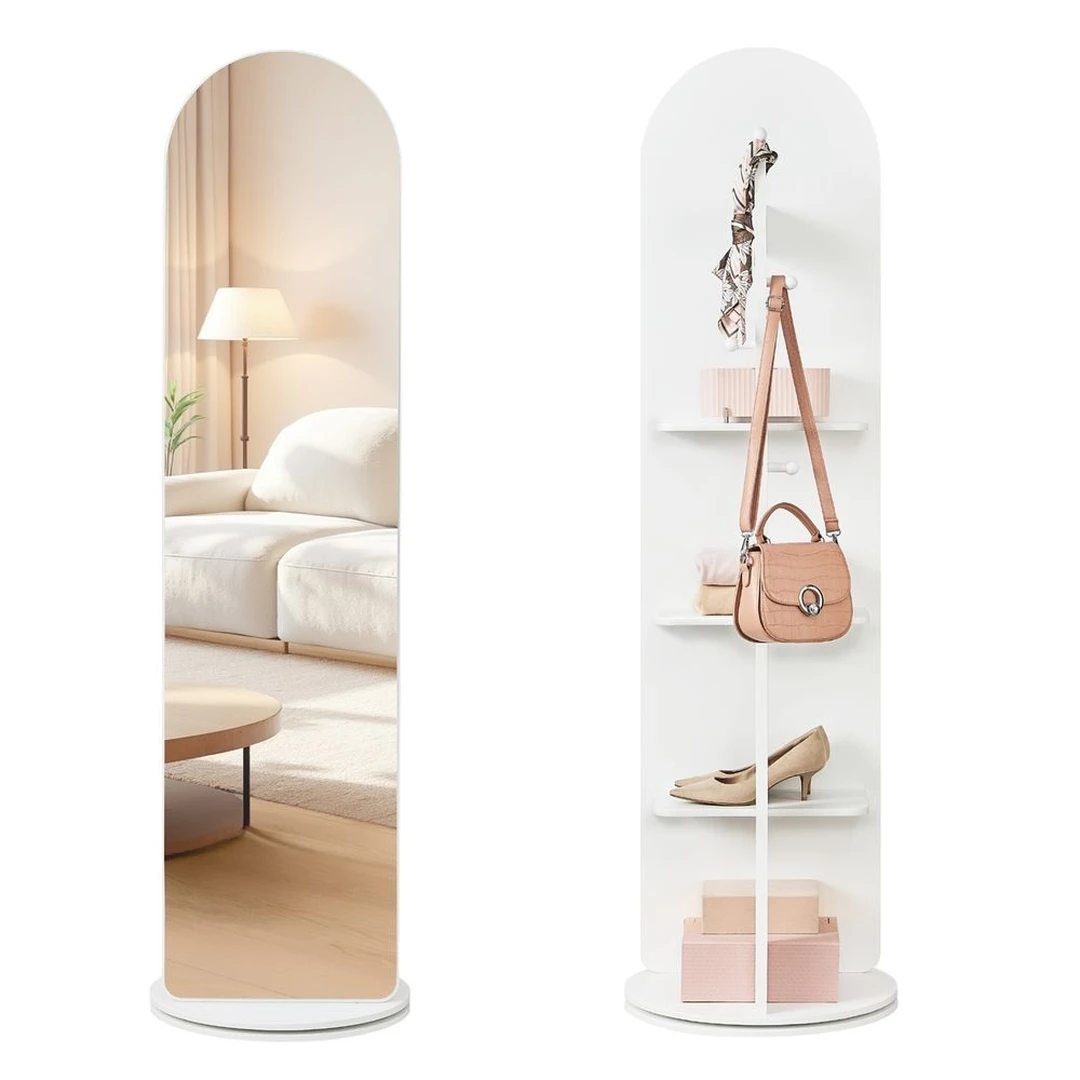 Pastatomas veidrodis SONGMICS LFM036W01, 360°, Balta, Ø 45 × 163 cm - Veidrodžiai
