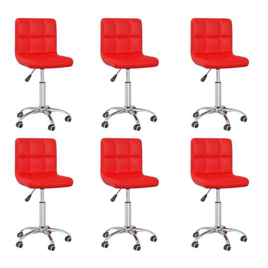 Pasukamos valgomojo kėdės, 6vnt., raudonos sp.,, dirbtinė oda - Kėdės