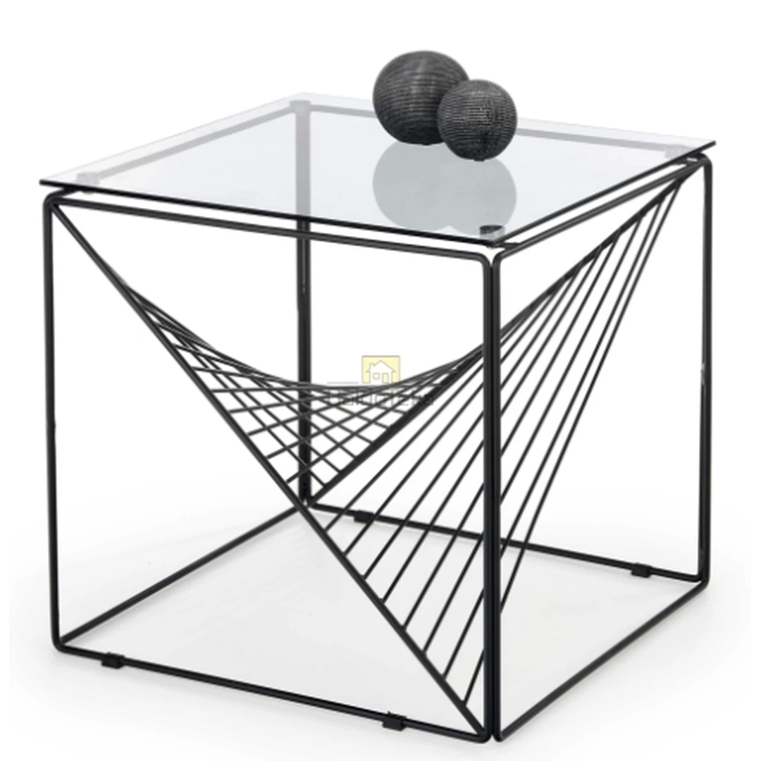 Šiuolaikiška stiklo ir plieno spintelė 50x50x50 cm