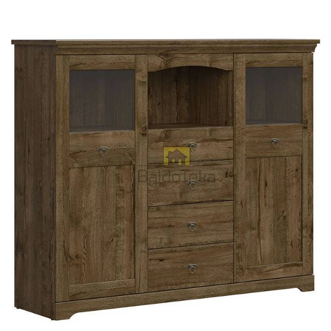 Moderni spintelė su metališkom rankenėlėmis, ąžuolo april spalva