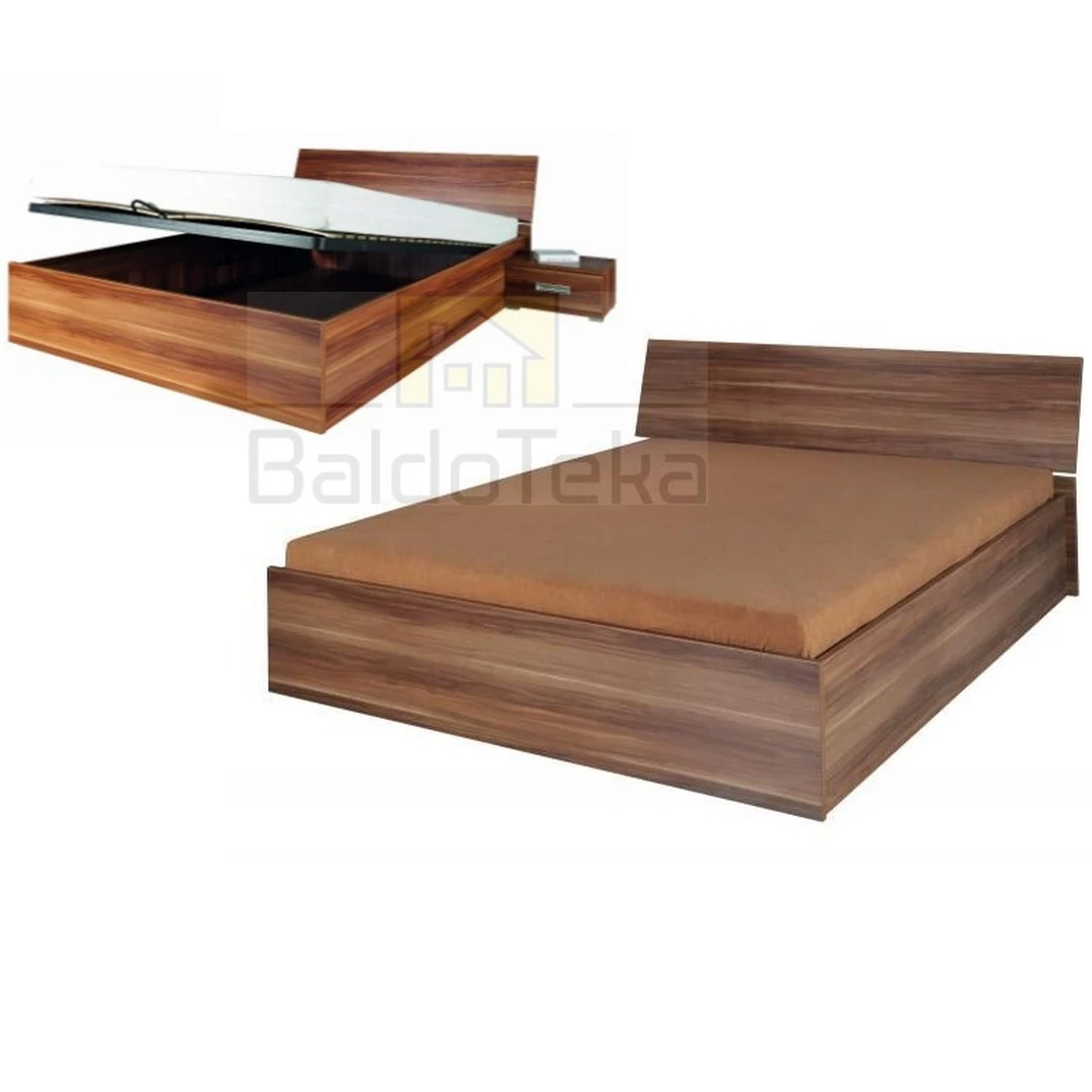 Ergonomiškas lovos rėmas su grotelėmis ir patalynės dėže