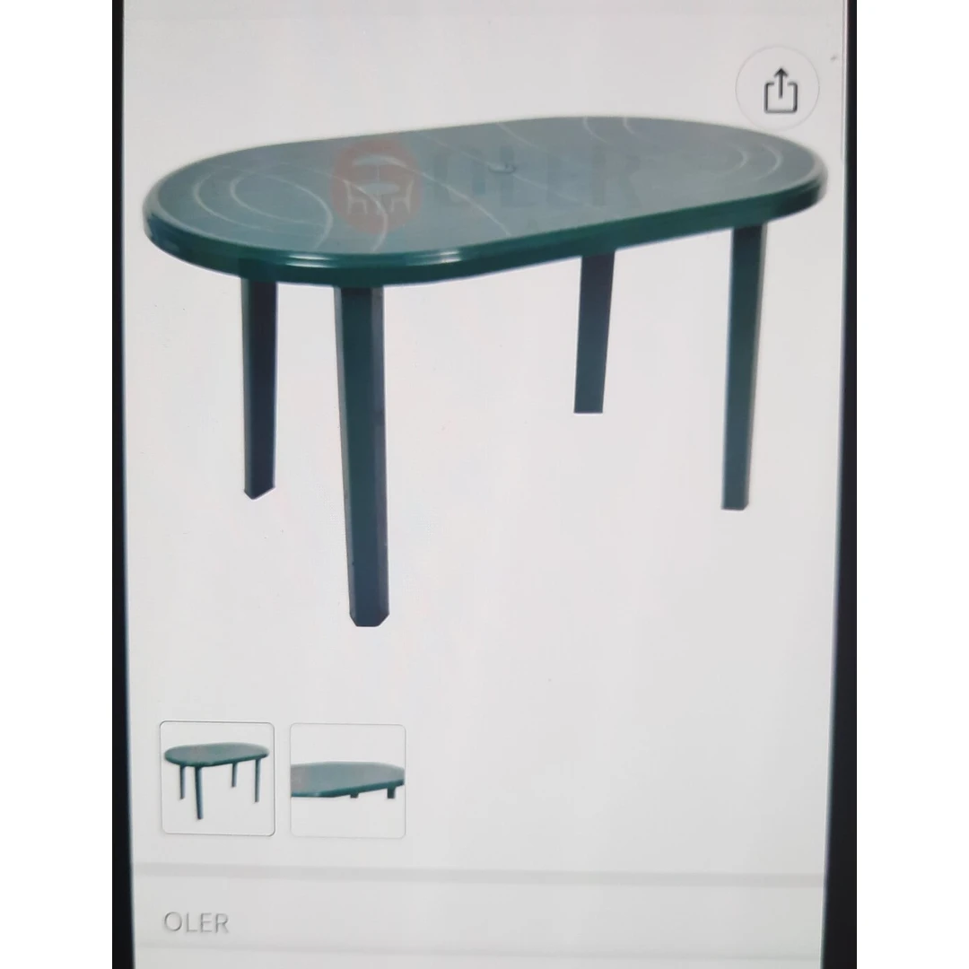 Modernus žalios spalvos stalas gamtai – patogus ir praktiškas