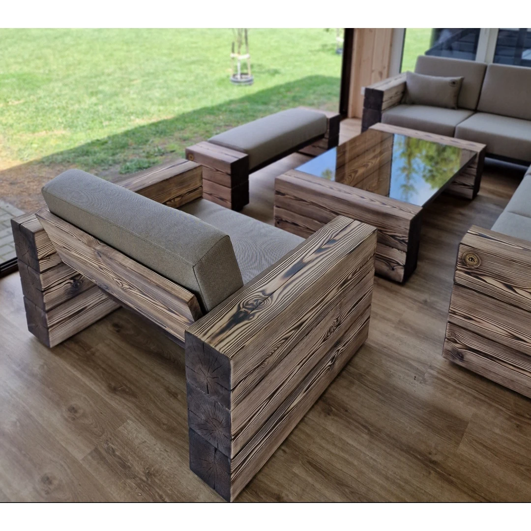 Platintas lauko fotelis, deginta mediena ¦ TIMBER - Foteliai, sofos