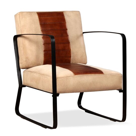 Poilsio kėdė, ruda, tikra oda ir audinys - Foteliai