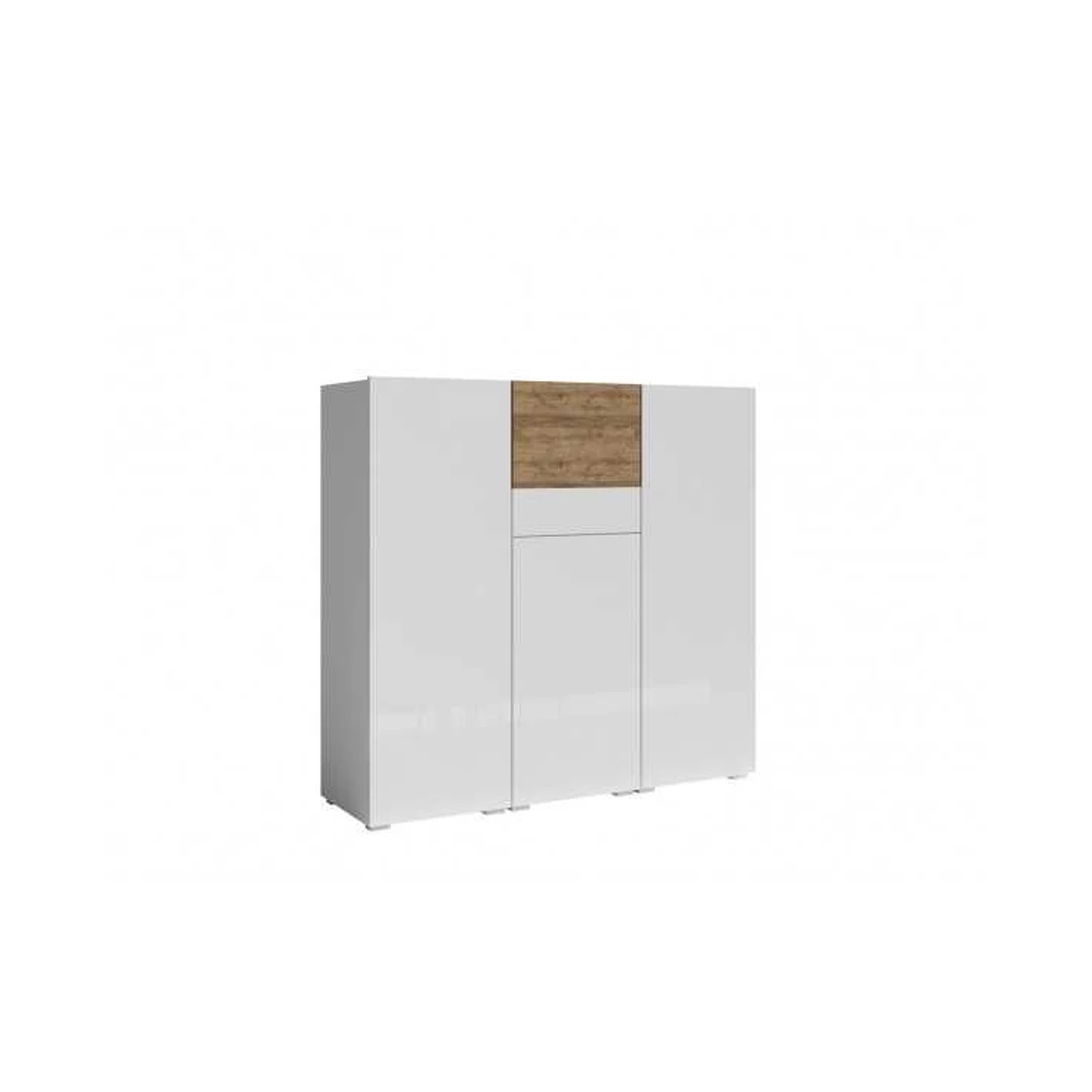 Moderni 4 durų komoda balta sandalinis ąžuolas