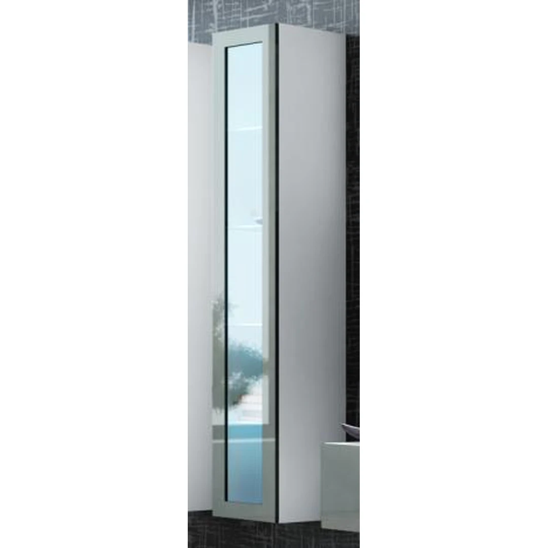 Elegantiška spinta su blizgiu MDF ir stiklo priekiu