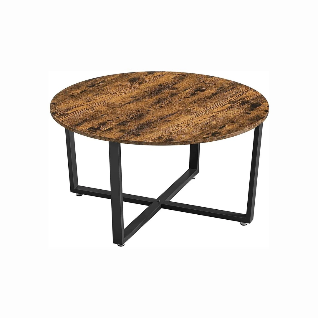 Vintažinis ruda-juodas kavos staliukas iš medžio drožlių plokščių ir plieno