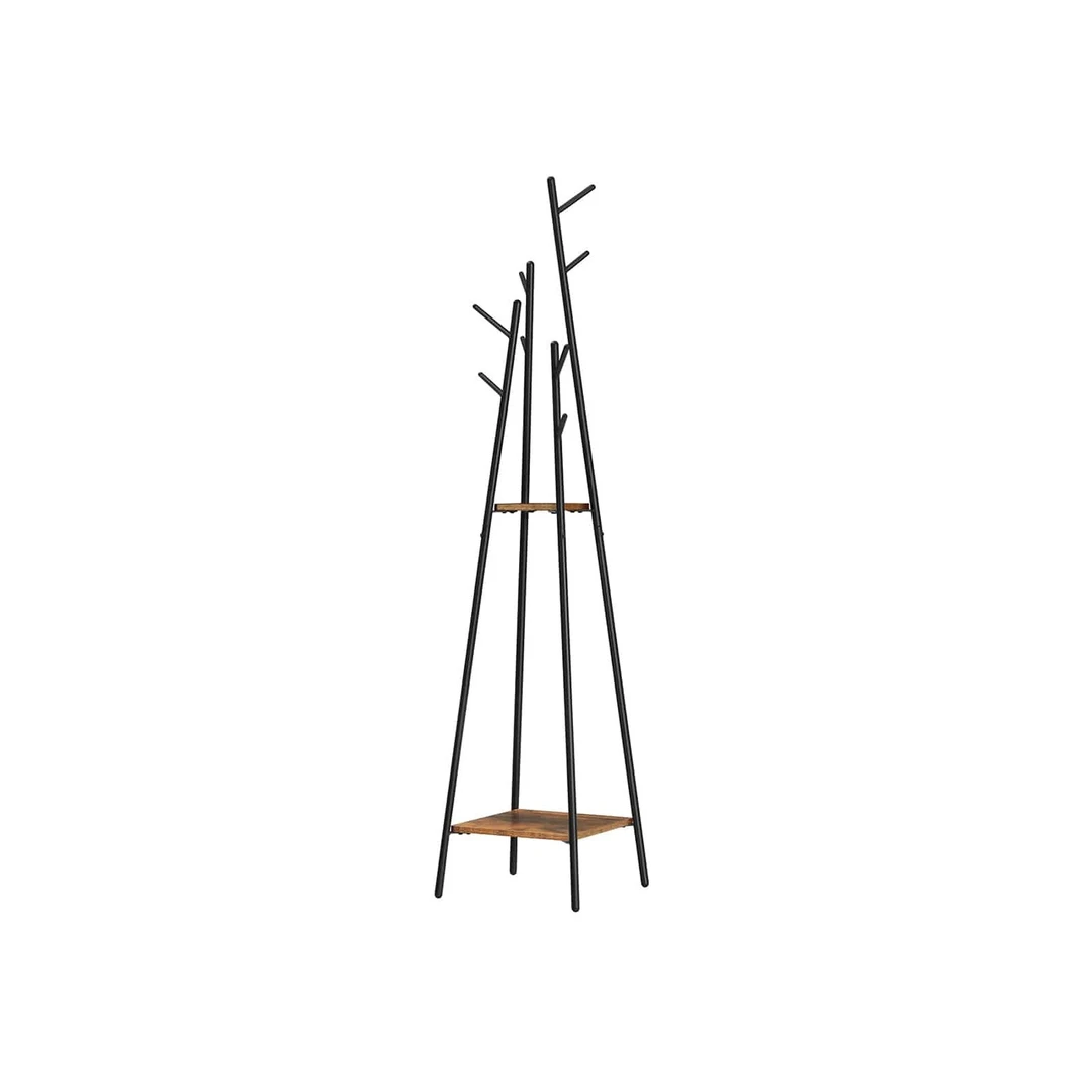 Vintažinė ruda-juoda paltų kabykla iš medžio drožlių plokštės ir plieno