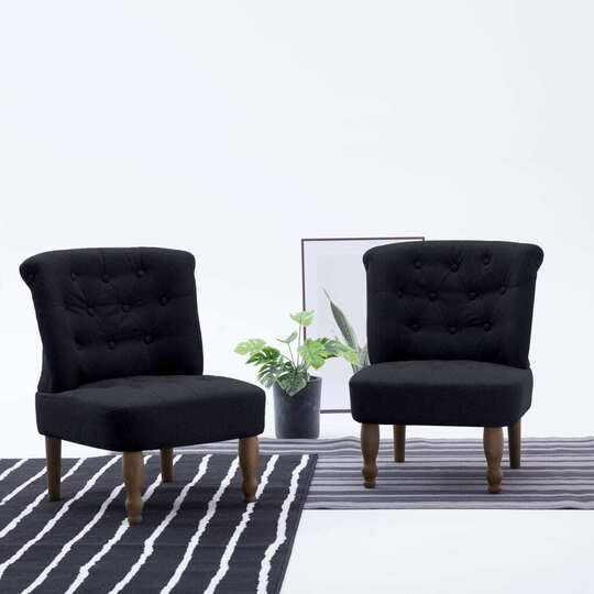 Prancūziško stiliaus kėdė, juoda, audinys - Foteliai