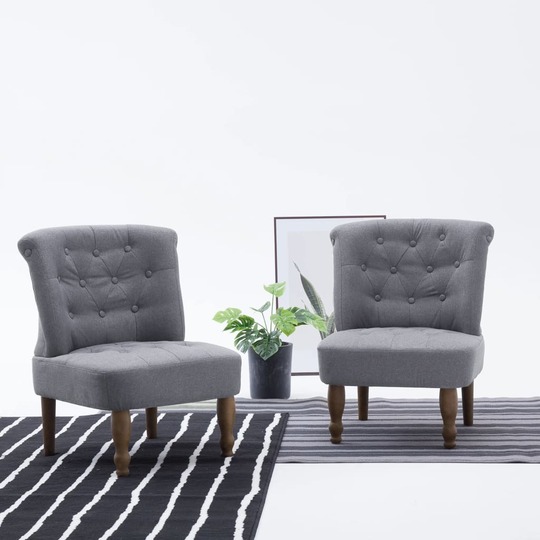 Prancūziško stiliaus kėdės, 2 vnt., šviesiai pilkos, audinys - Foteliai