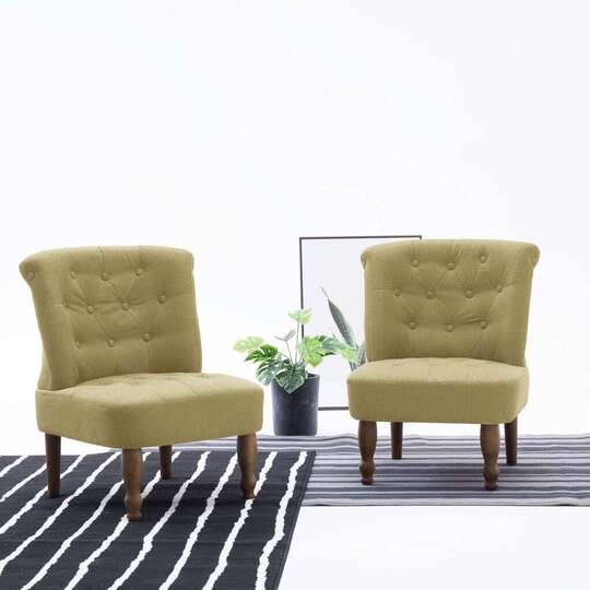 Prancūziško stiliaus kėdės, 2 vnt., žalios, audinys - Foteliai