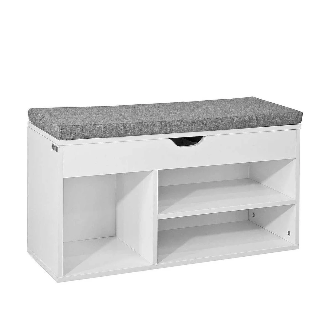 Prieškambario suolas 80x30x46cm., baltos/pilkos spalvos - Batų dėžės, stovai