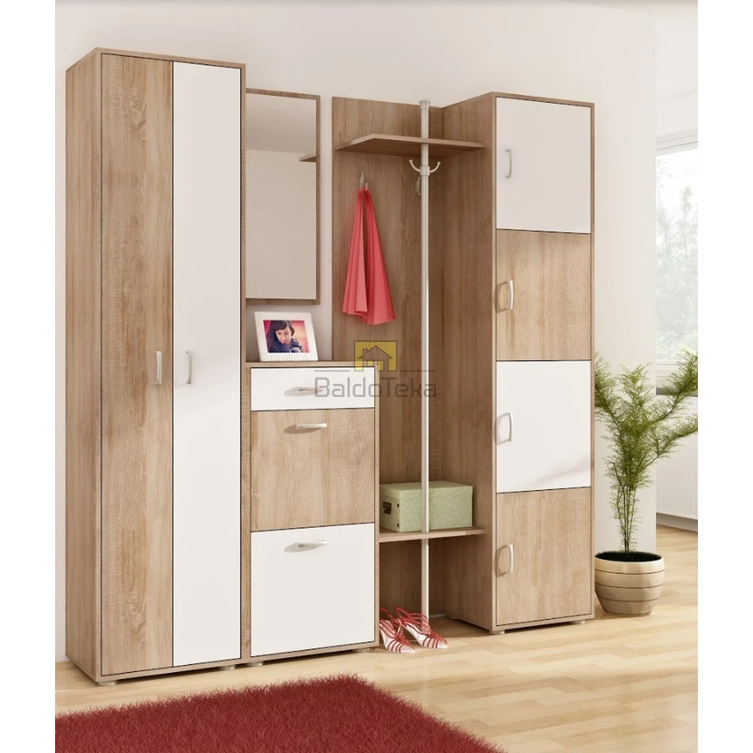 Šviesaus ąžuolo sonoma ir baltos matinės spalvos LMDP spinta