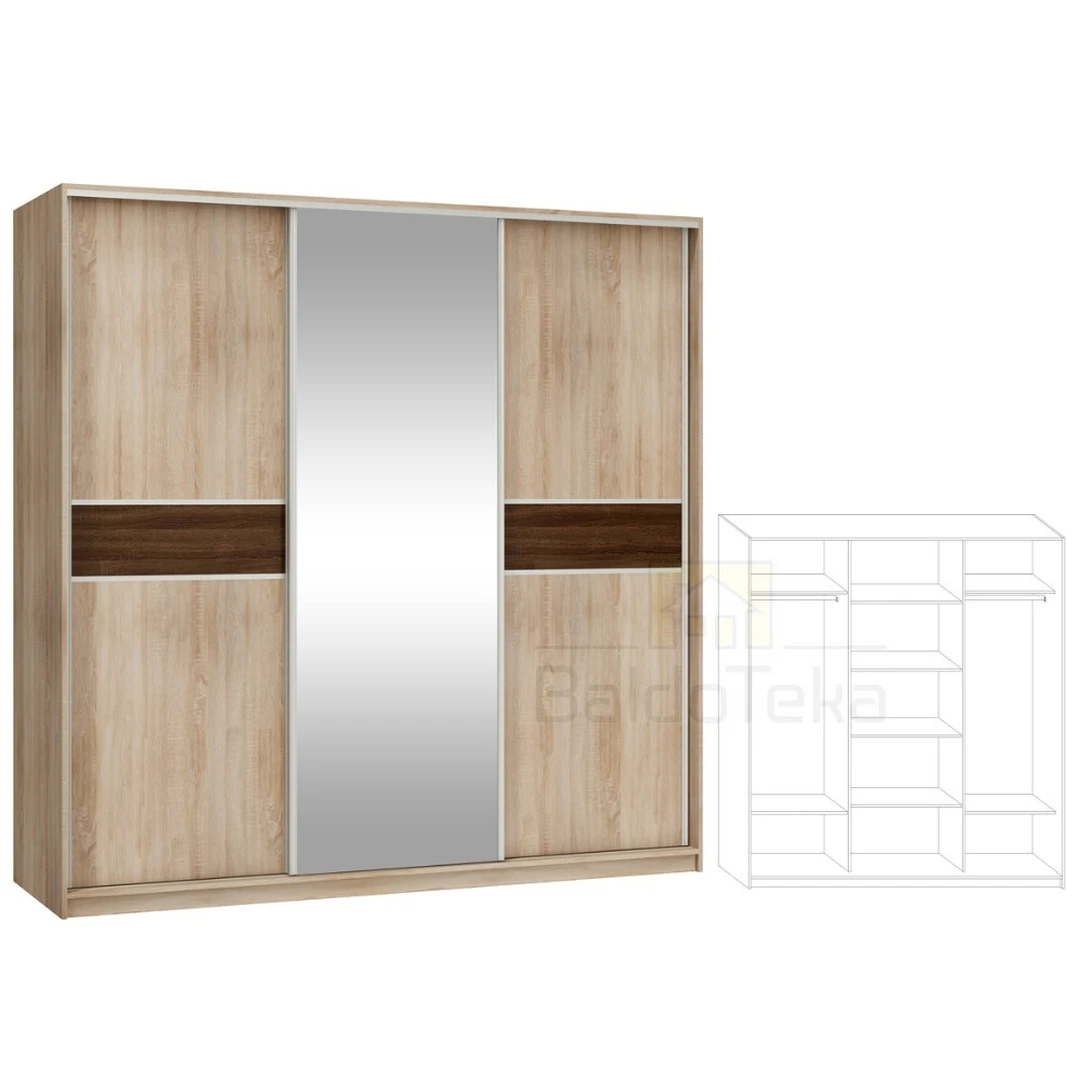 Erdvus spintas su veidrodžiu – 220x216x65 cm