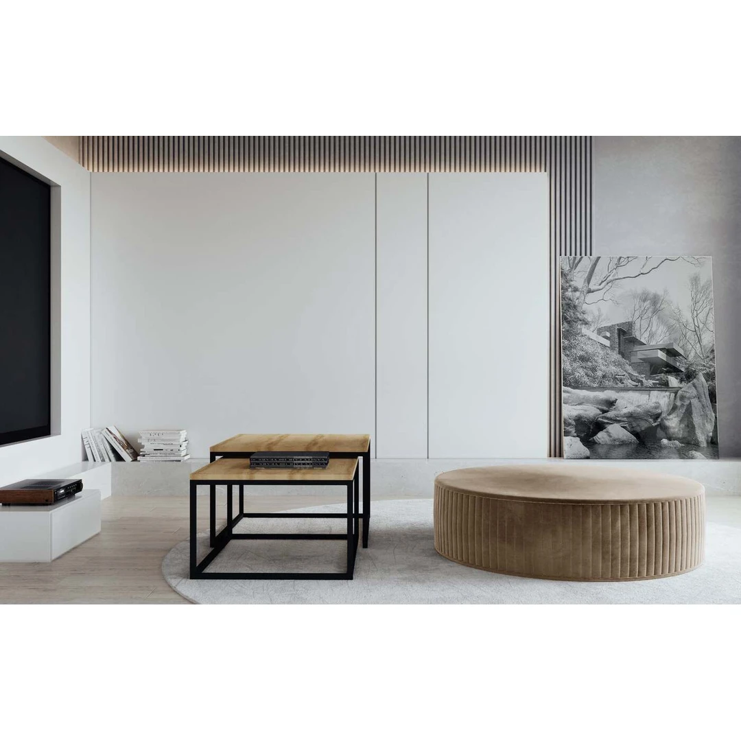 Erdvi ir moderni apvali pufa su aukštos kokybės HR porolonu