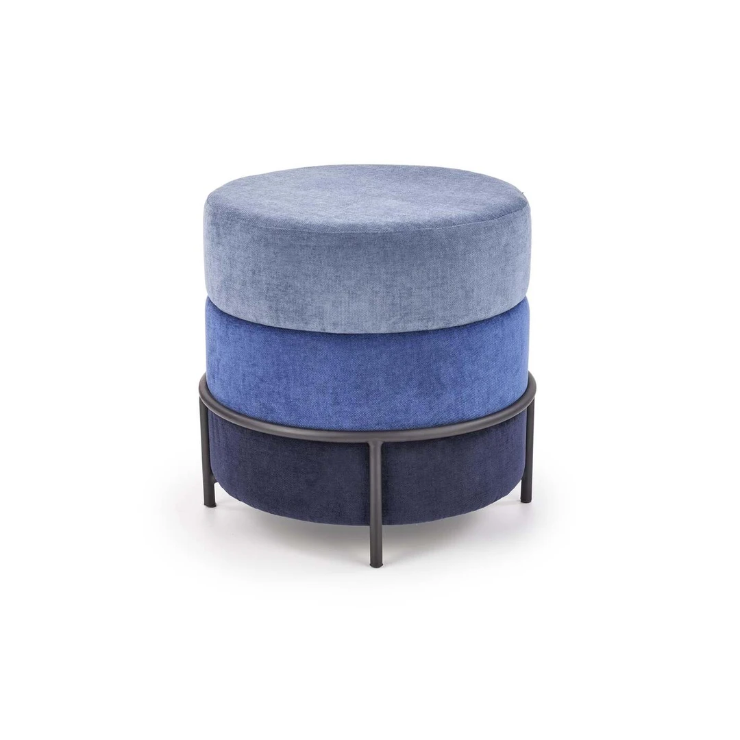 Mėlynas audinio ir plieno kėdės su moderniu dizainu