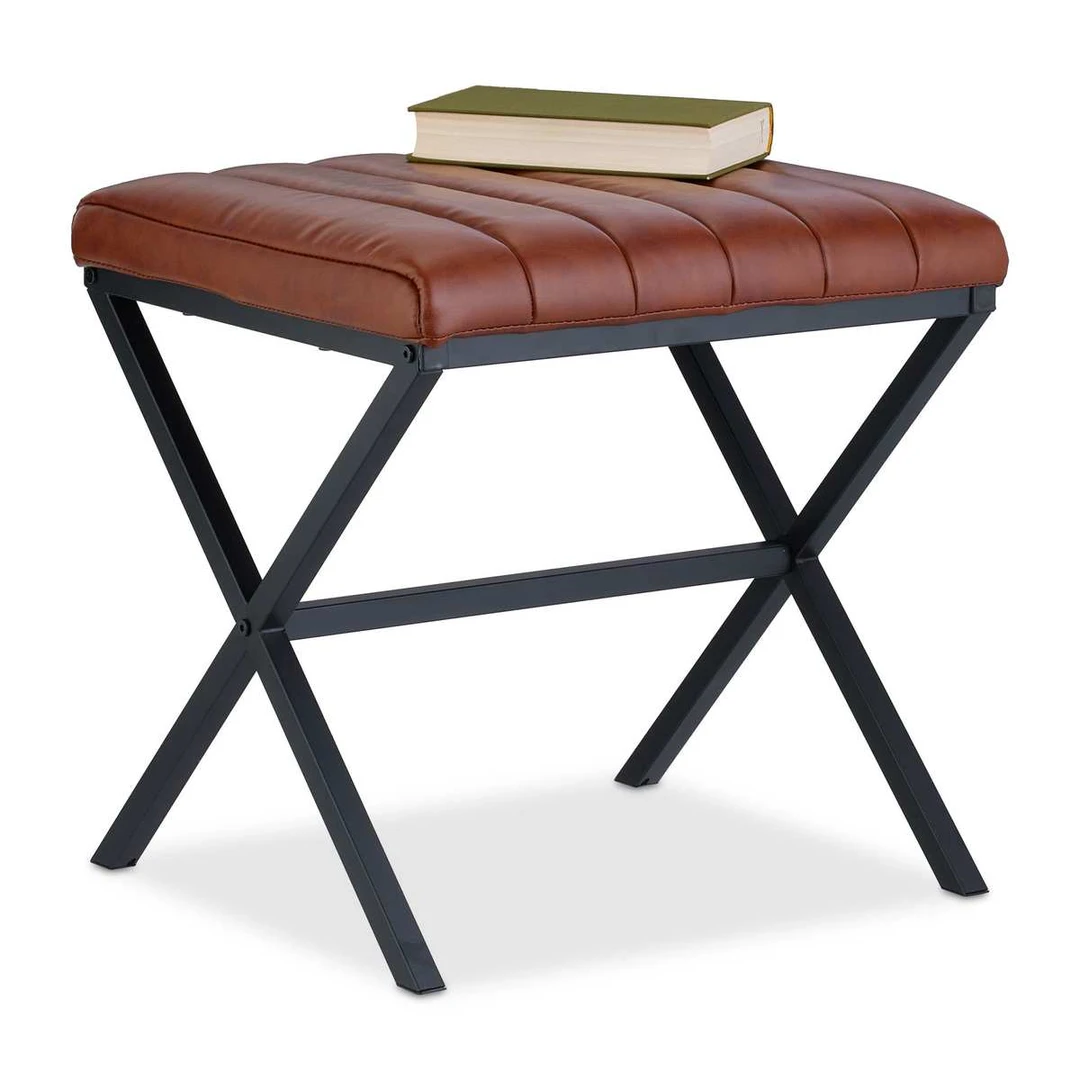 Pufas Relaxdays 10049957.0, Juoda/ruda, 47 × 46 × 42 cm - Pufai