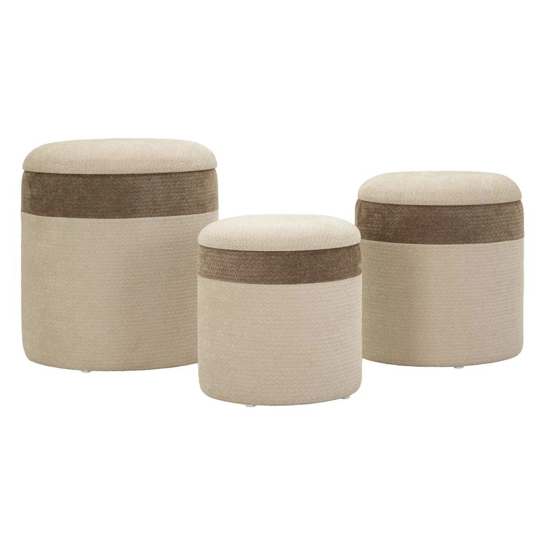 Pufų komplektas, 3 vnt, Ø 39 × 47 cm, 35 × 38 cm, 31 × 33 cm - Pufai