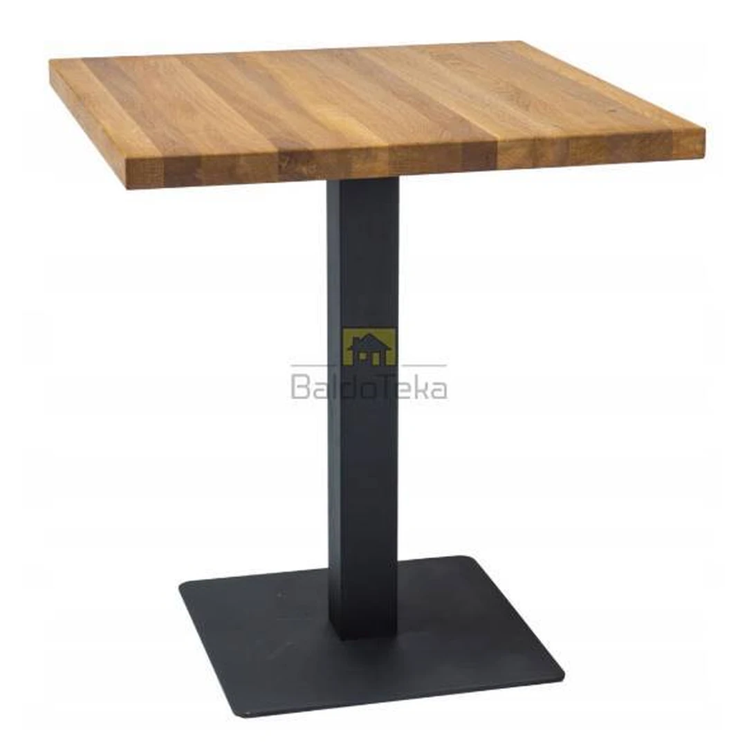 Natūralaus medžio stalviršis su metaline koja – ąžuolo/juodos spalvos