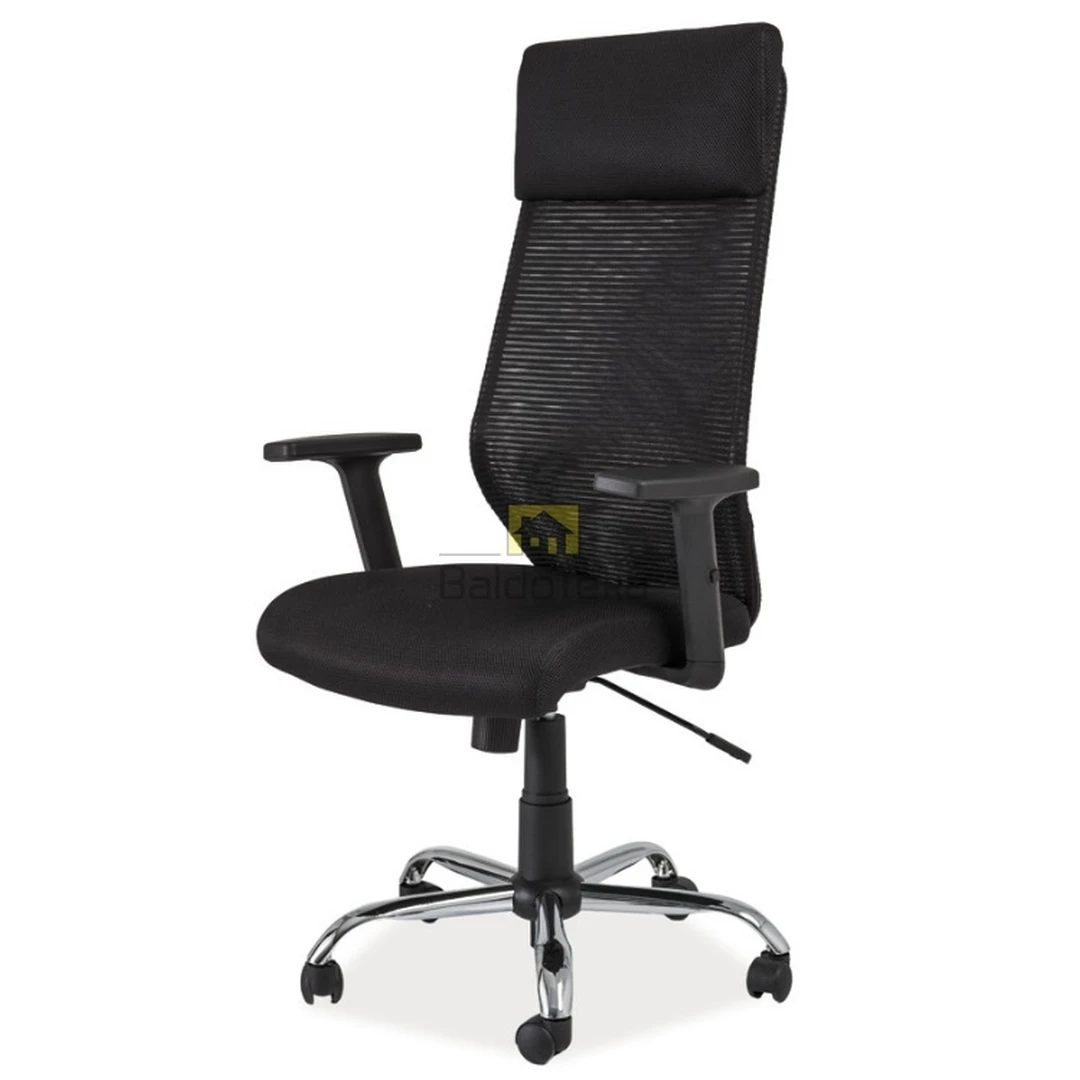 Ergonominė juoda kėdė su TILT mechanizmu ir reguliuojamais porankiais