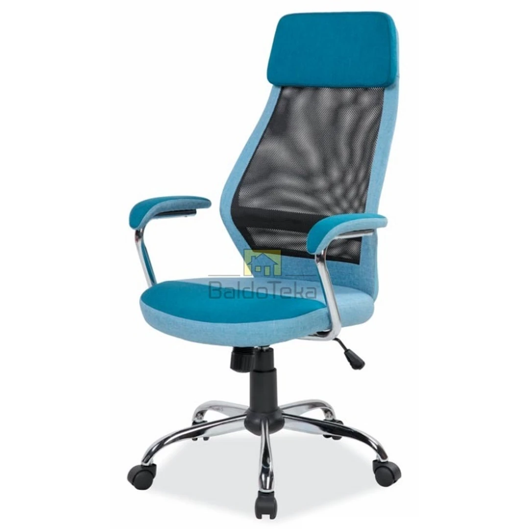 Mėlynas gobeleno sofos komplektas su TILT mechanizmu