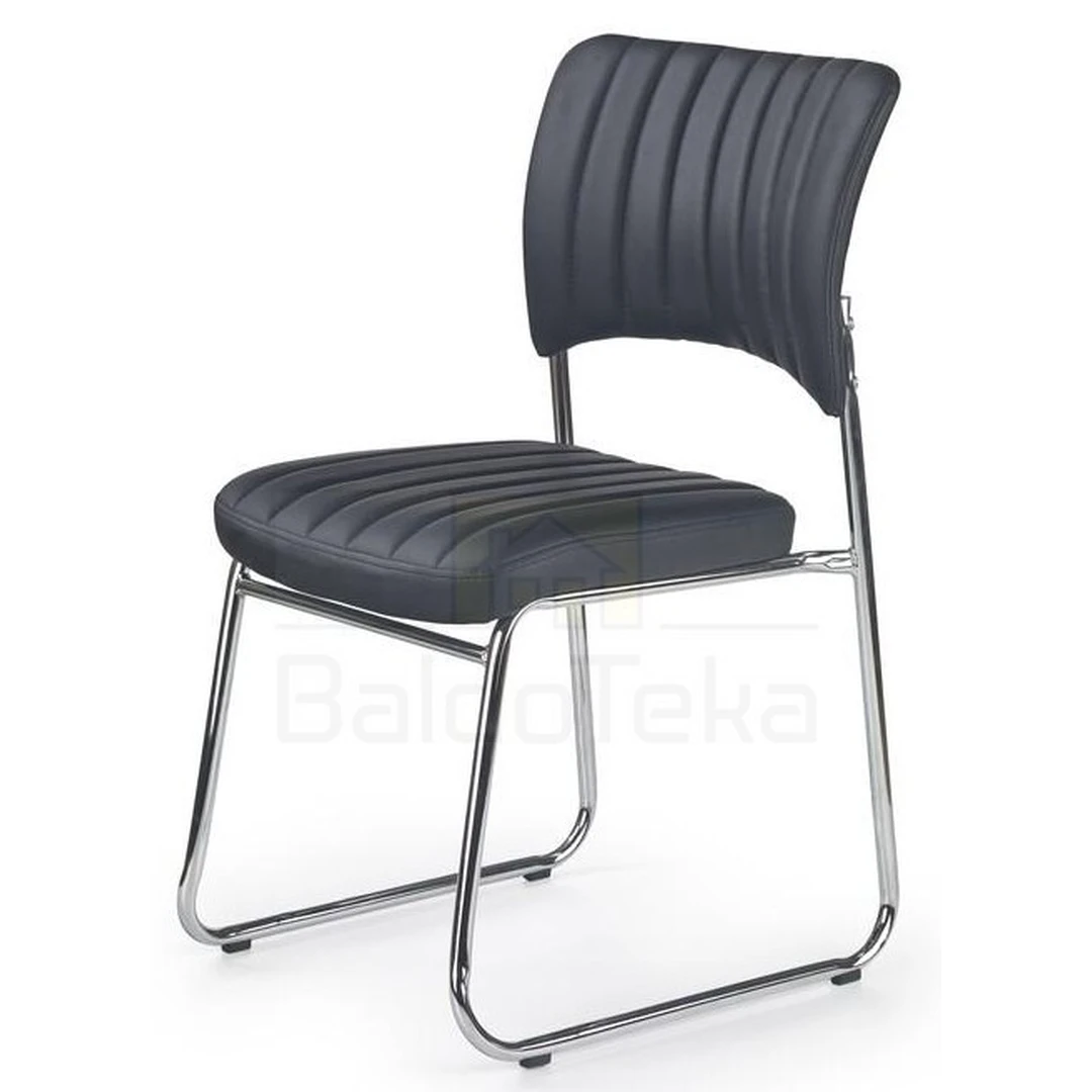 Modernus juodas stalas su chromuotu metalo rėmu