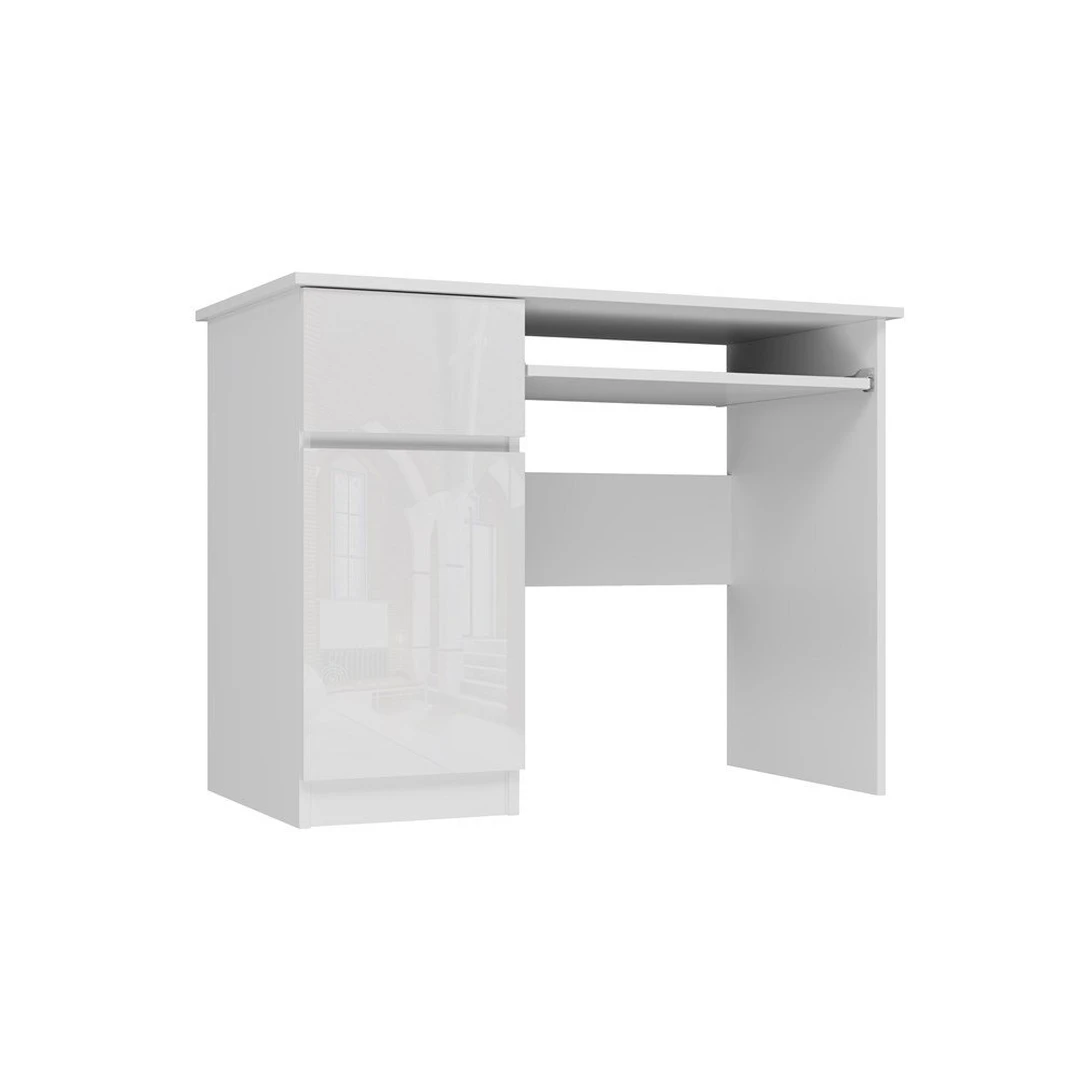 Modernus rašomasis stalas su erdviais stalčiais ir durelėmis