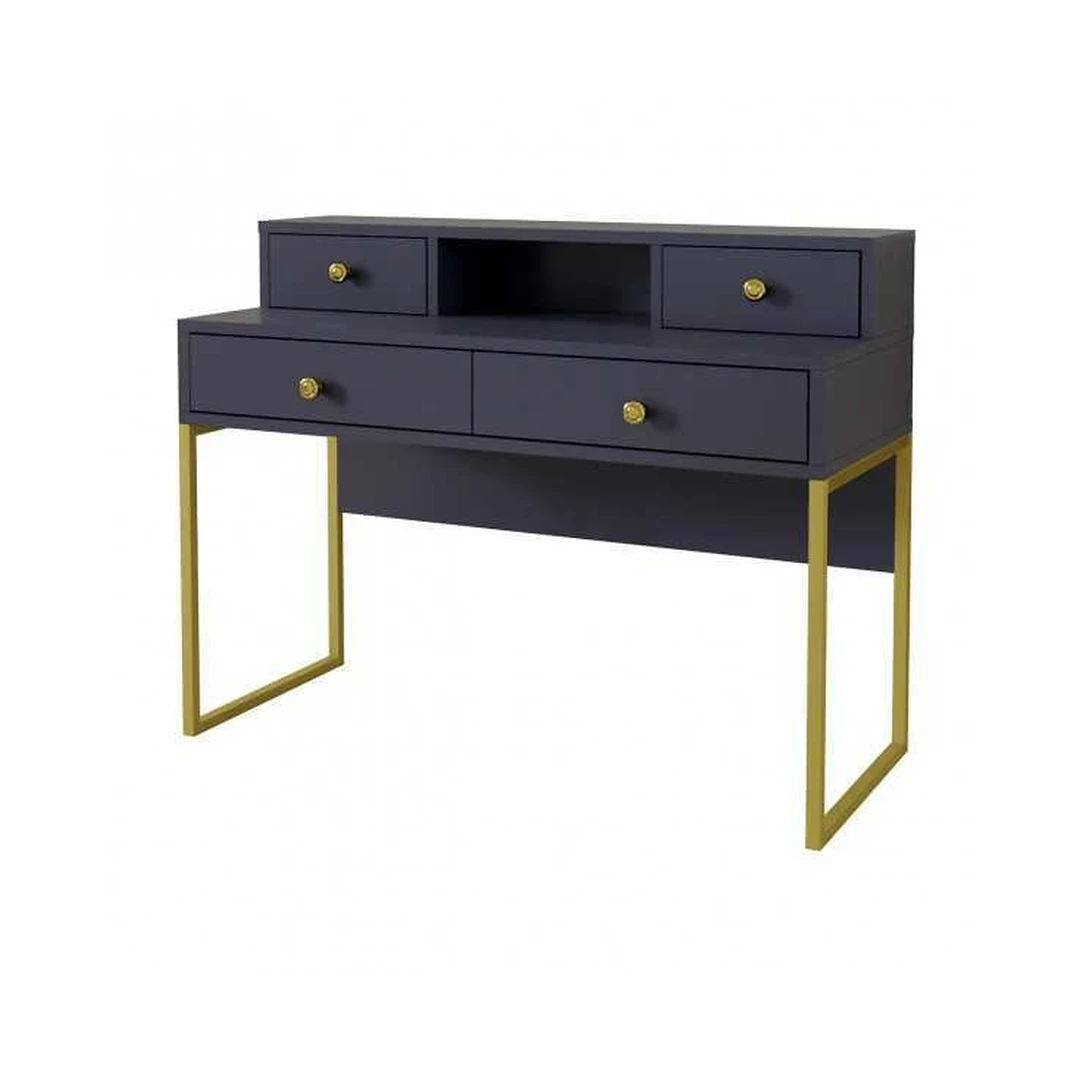 Stilinga tamsiai mėlyna spintelė su metalinėmis kojomis