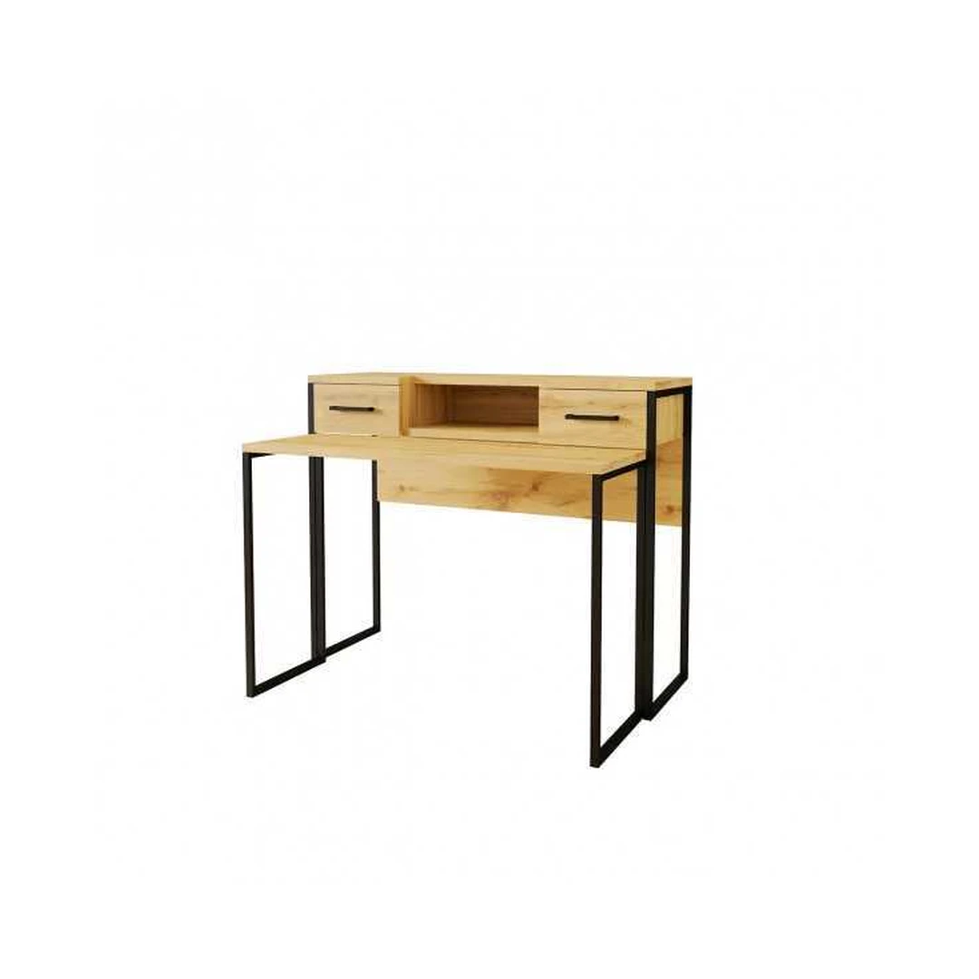 Stilinga „Wotan“ ąžuolo/ juodos spalvos komoda su ištraukiamu viršu