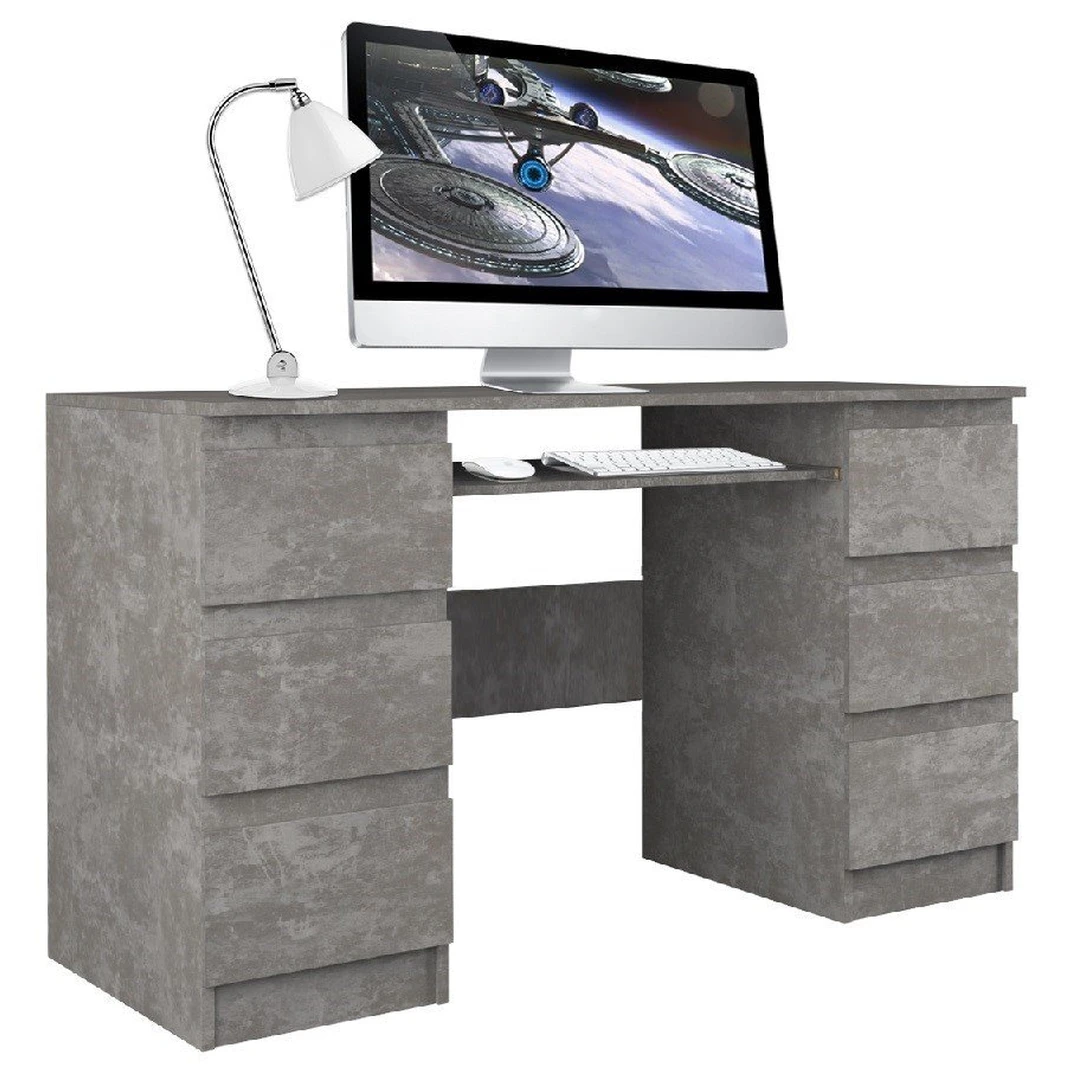 Modernus rašomasis stalas su 6 stalčiais ir klaviatūros lenta