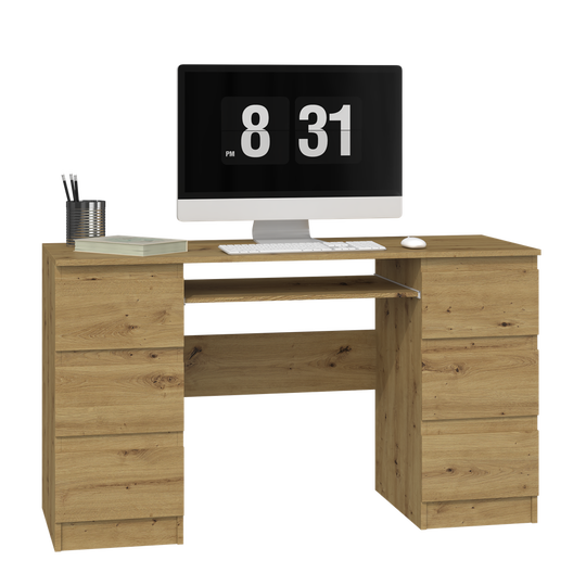 Modernus rašomasis stalas su 6 stalčiais ir klaviatūros lenta