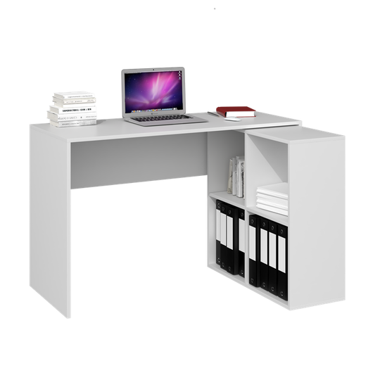 Modernus rašomasis stalas su lentyna