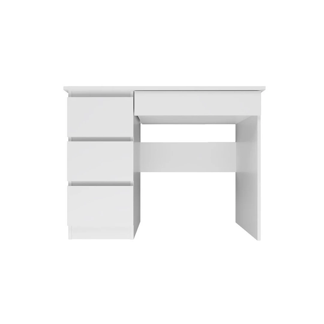 Modernus kairinis rašomasis stalas su 4 stalčiais