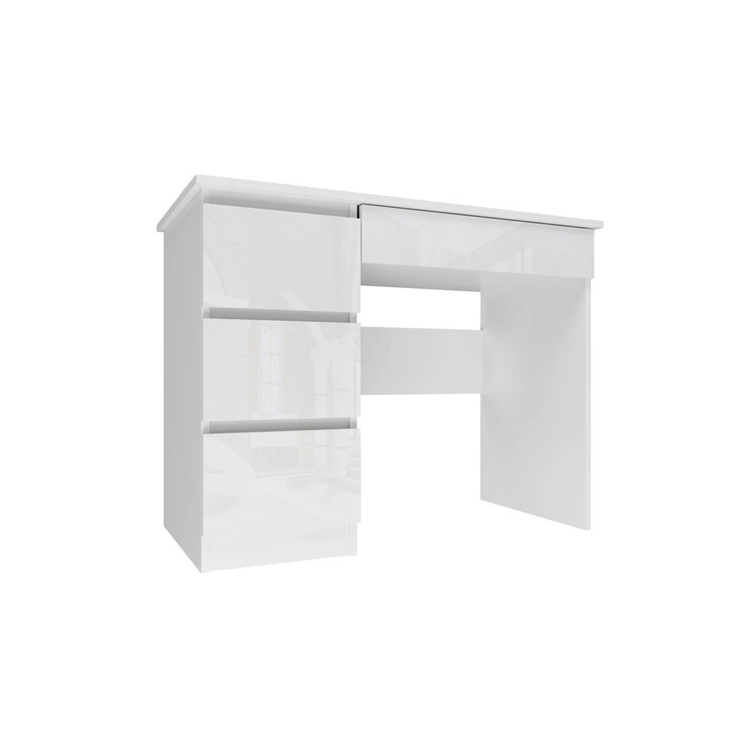 Modernus baltas rašomasis stalas su 4 stalčiais