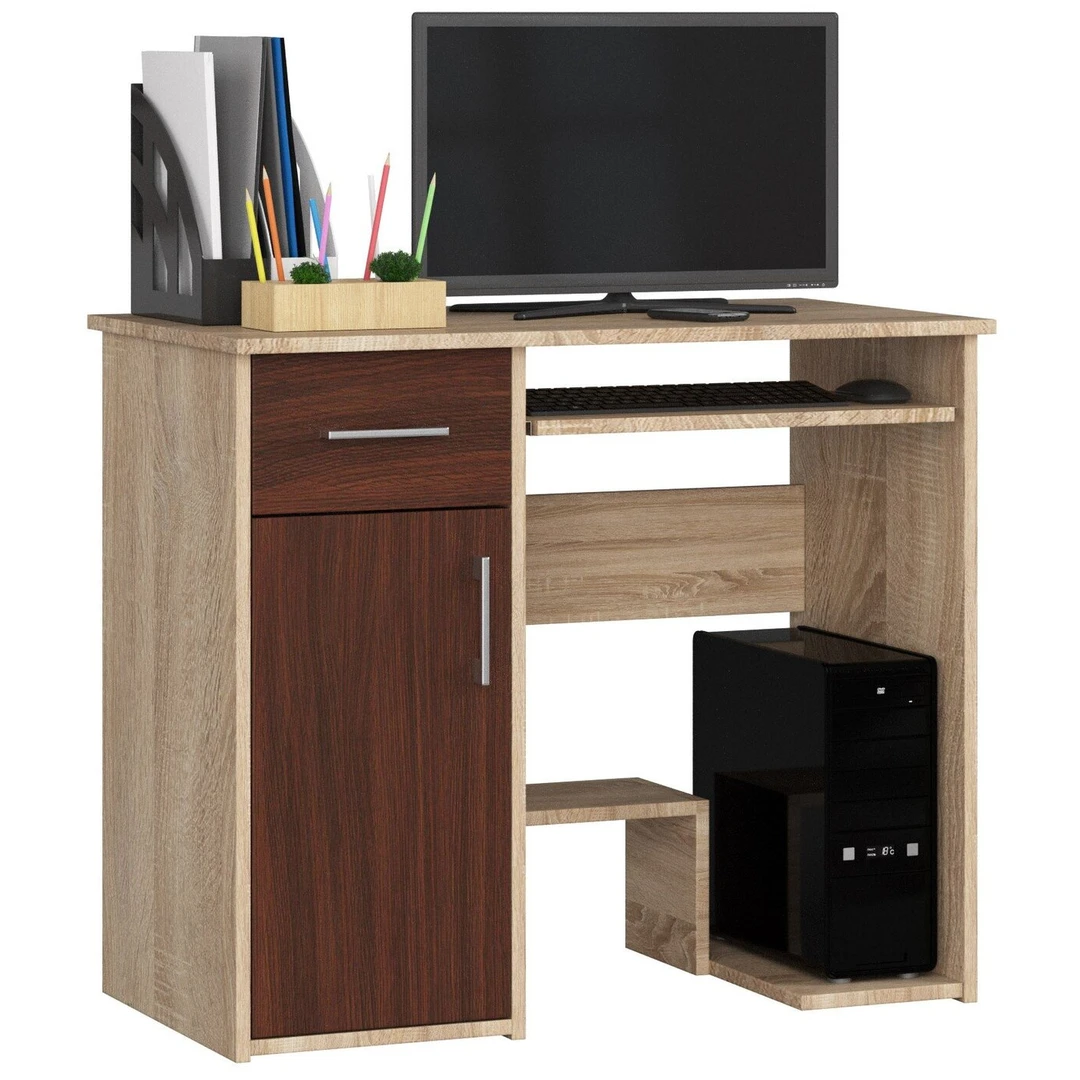 Modernus JAY kompiuterinis stalas su ąžuolo ir tamsiai ruda spalva