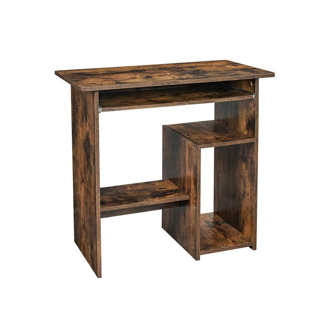 Vintažinės rudos spalvos kompiuterio stalas iš medžio drožlių plokštės