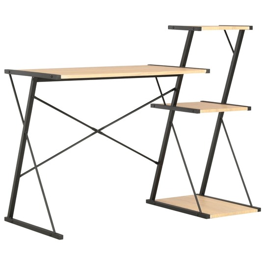 Rašomasis stalas su lentyna, juodas ir ąžuolo, 116x50x93cm - Darbo stalai