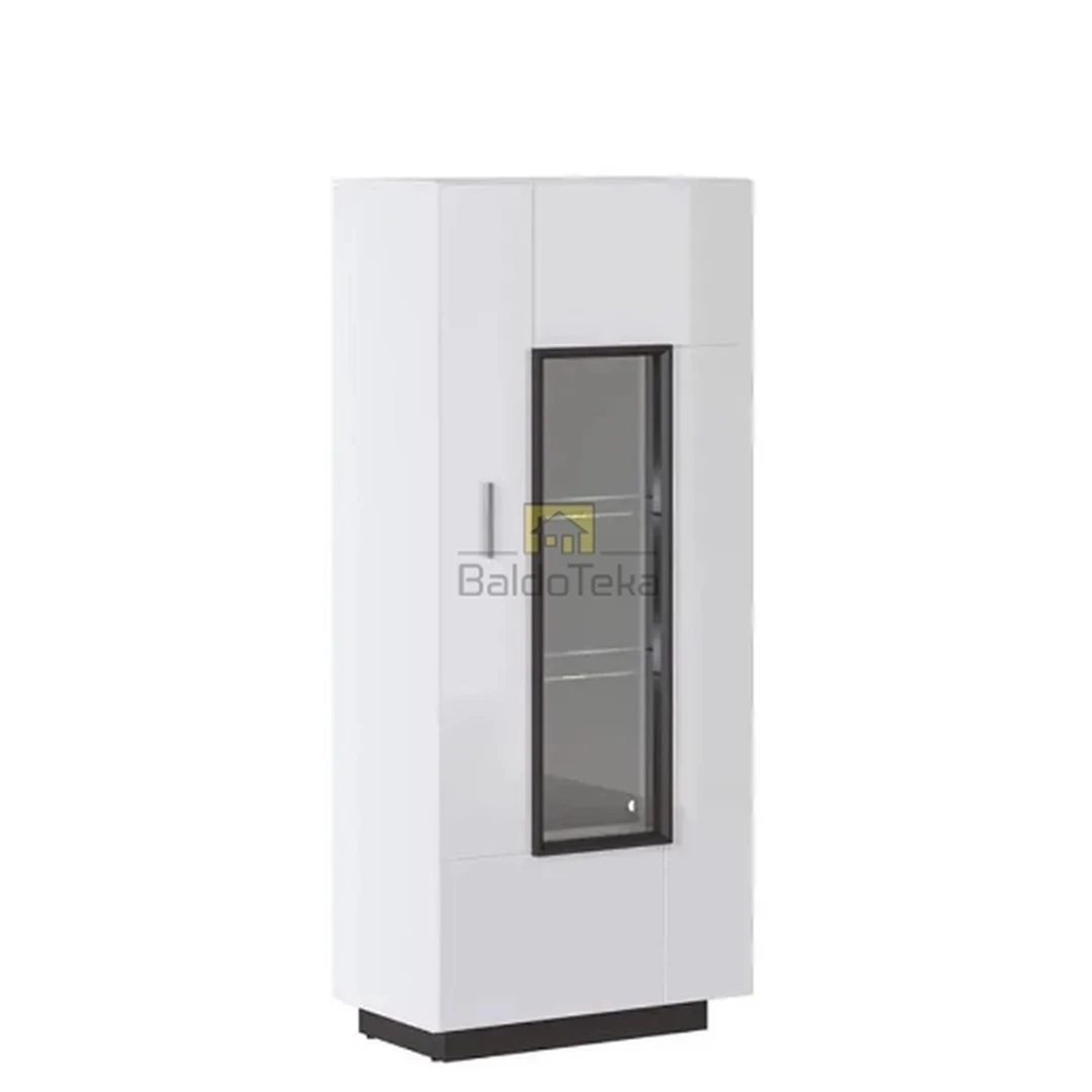 Stylish White & Black Modern Cabinet with Metal Handles