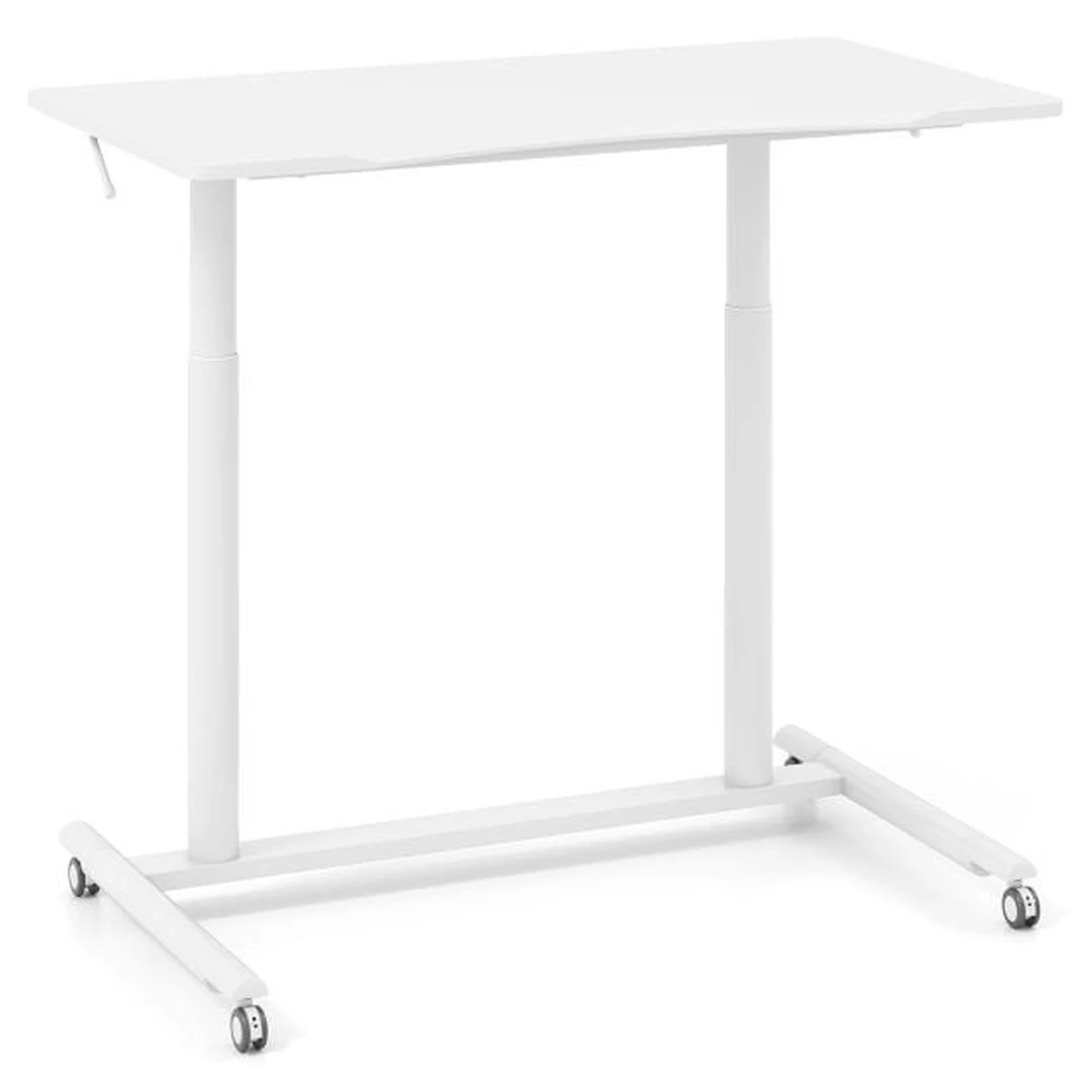 Reguliuojamo aukščio stalas, C formos, Balta, 95 × 70–106 × 52 cm - Darbo stalai