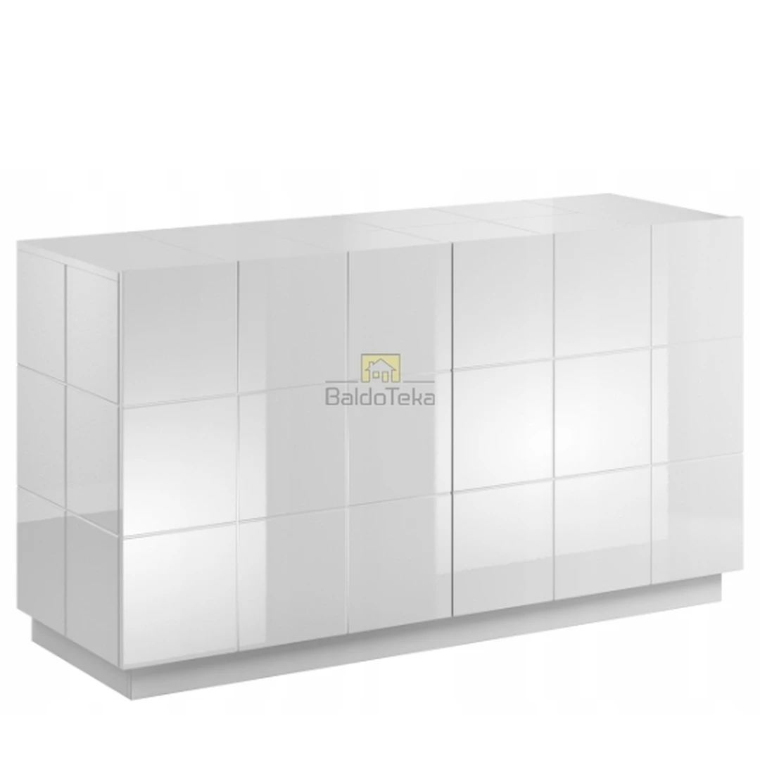 Stilingas baltas blizgus MDF stalas su apšvietimu