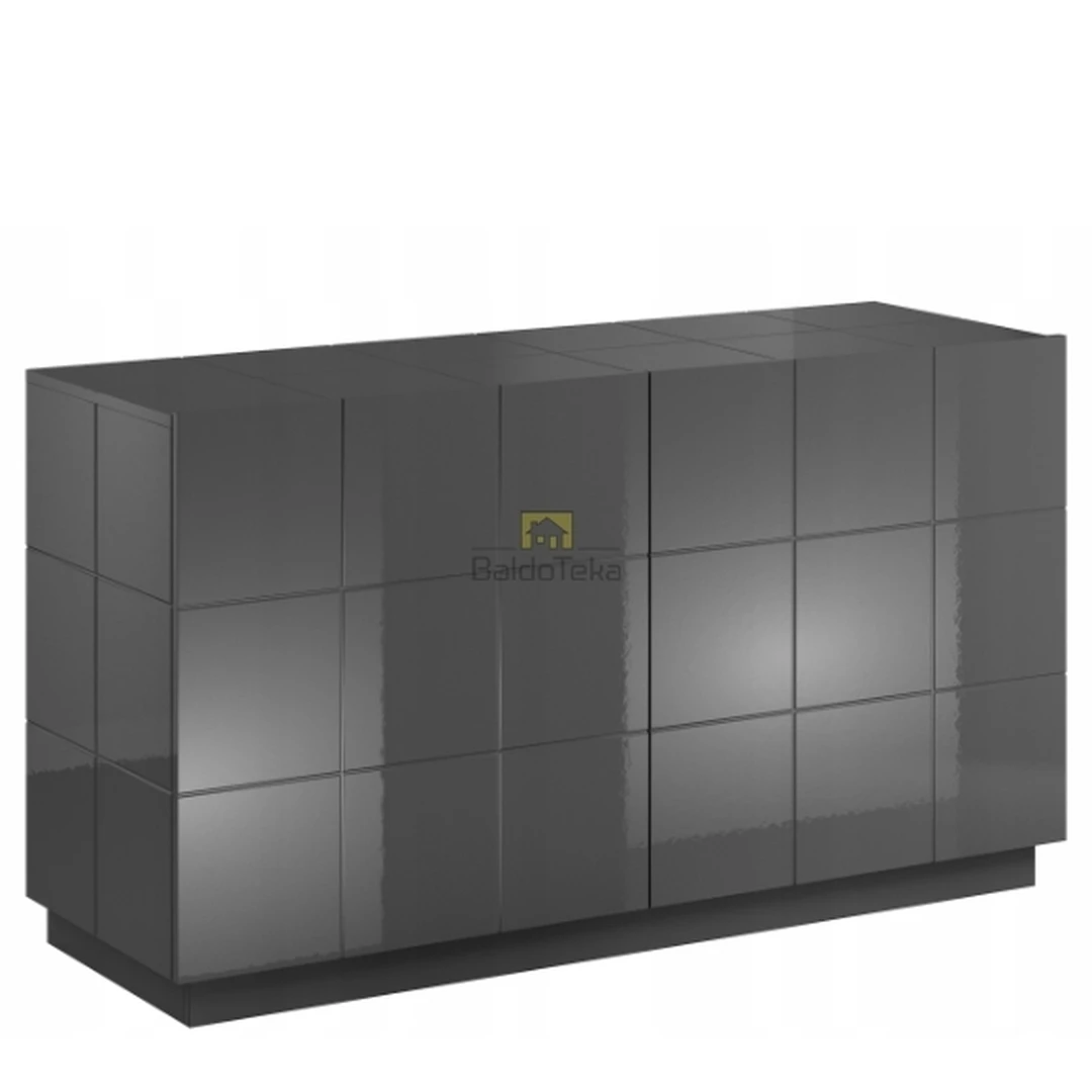 Modernus MDF stalas su blizgia grafito spalva