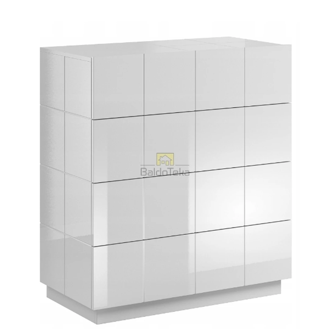 Šiuolaikiška baltos spalvos MDF spinta su blizgiu apdailu