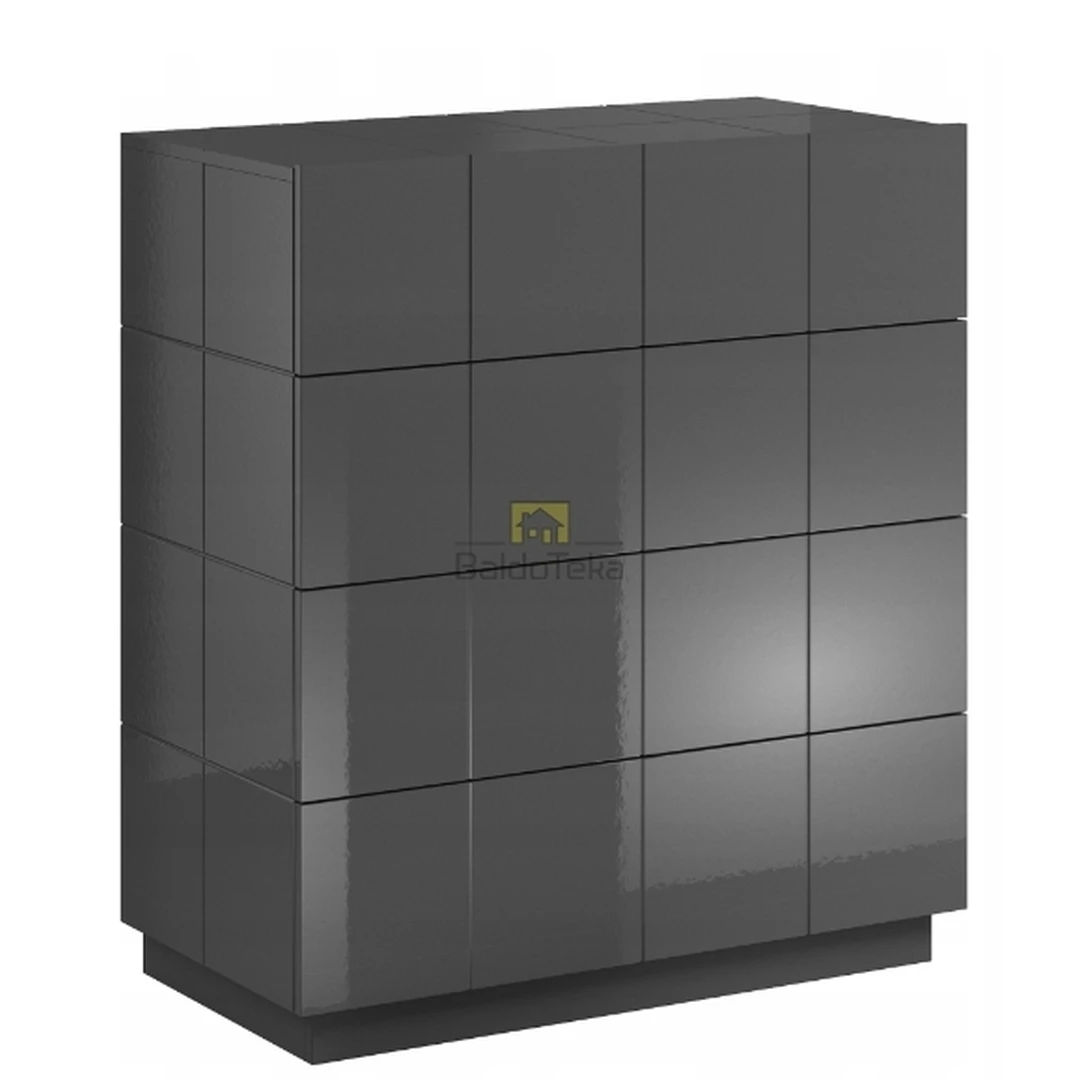 Moderni grafitinė spintelė su blizgiu apdailu ir apšvietimu